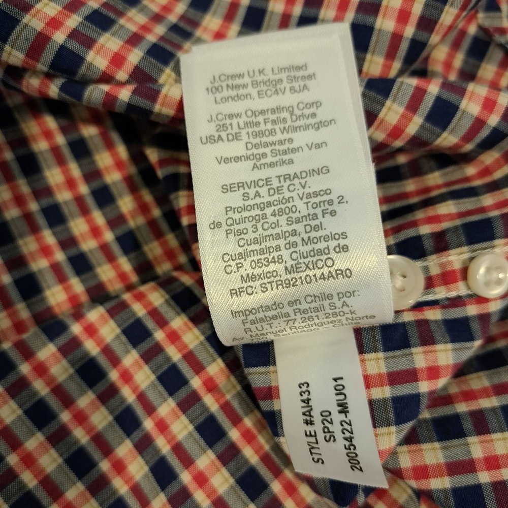 J. Crew men's medium slim stretch 98% organic cotton button down plaid shirt - Picture 11 of 14